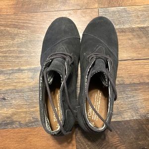 Toms Grey Suede Wedge Booties